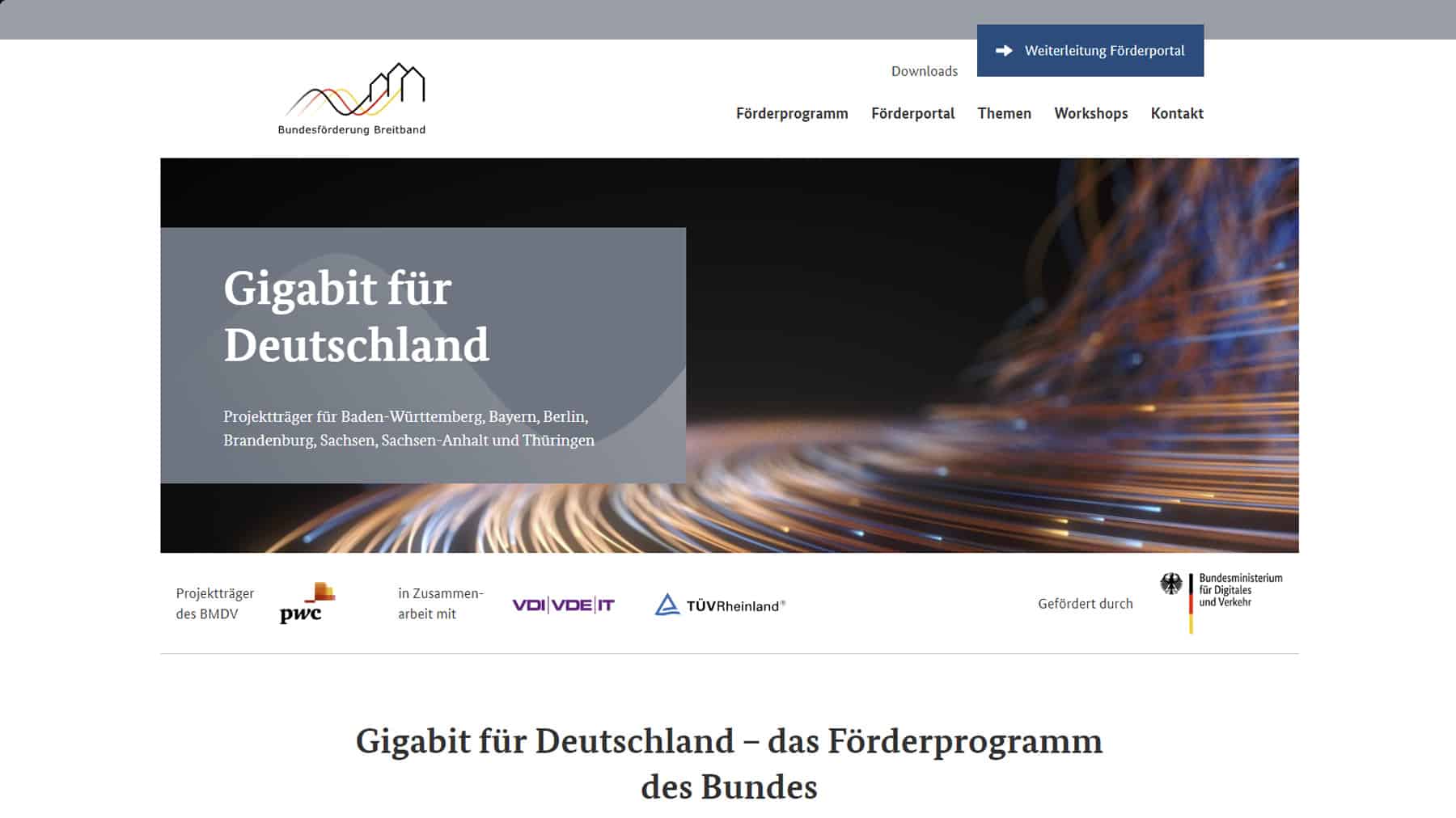 Breitbandversorgung Schrozberg / Titelseite vom Projektträger Gigabit