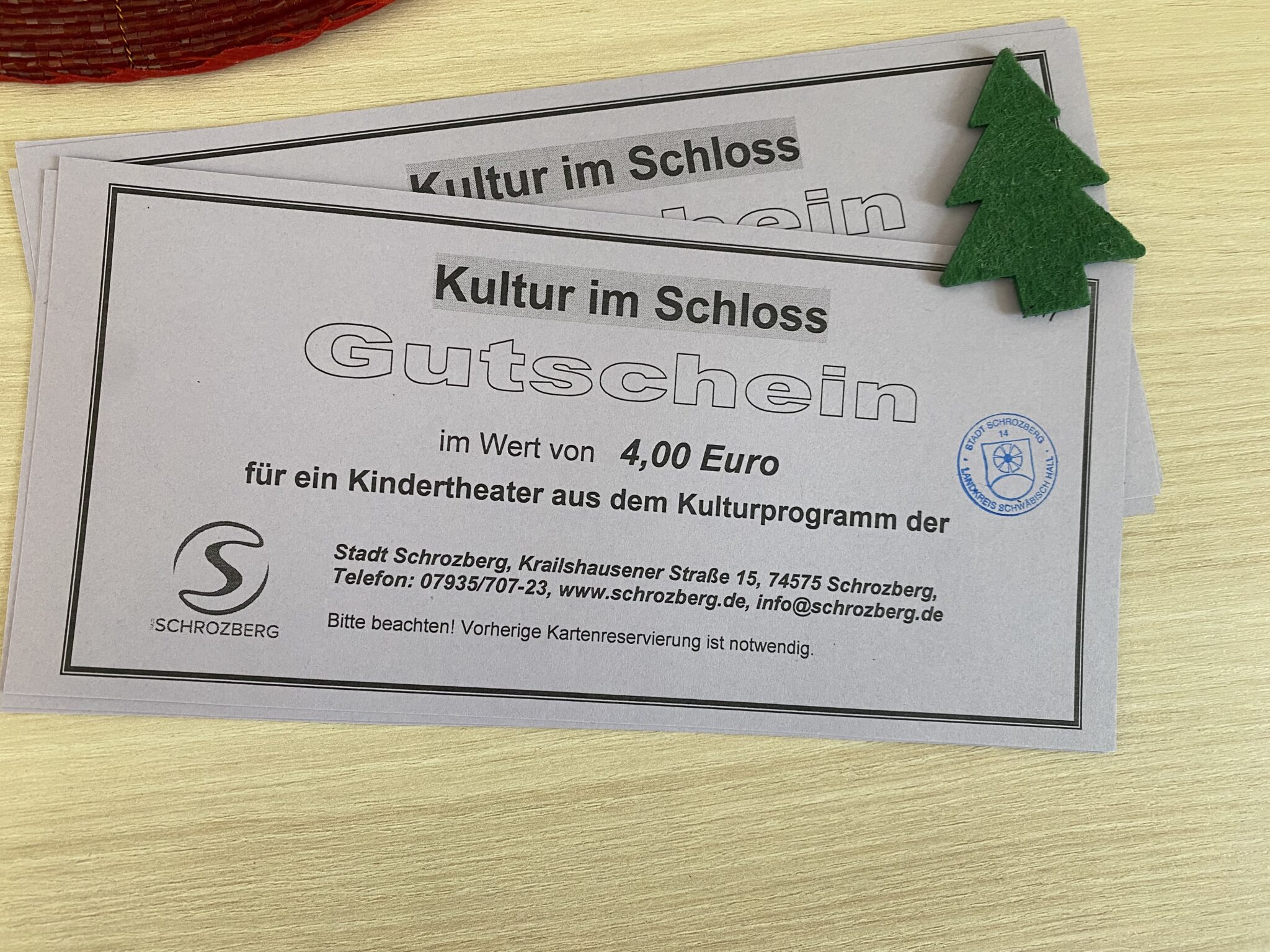 Kulturgutschein der Stadt Schrozberg  Verschenken Sie unvergessliche Erlebnisse!